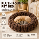 Coffee color 50cm with Heart-patterned jacquard Plush Round Pet Bed - Soft Donut Cat Bed, Warm Winter Dog Cushion for Anxiety Relief and Cozy Sleep, Durable Non-Slip Nest for Small to Medium Pets
