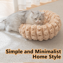 Coffee color 50cm with Heart-patterned jacquard Plush Round Pet Bed - Soft Donut Cat Bed, Warm Winter Dog Cushion for Anxiety Relief and Cozy Sleep, Durable Non-Slip Nest for Small to Medium Pets