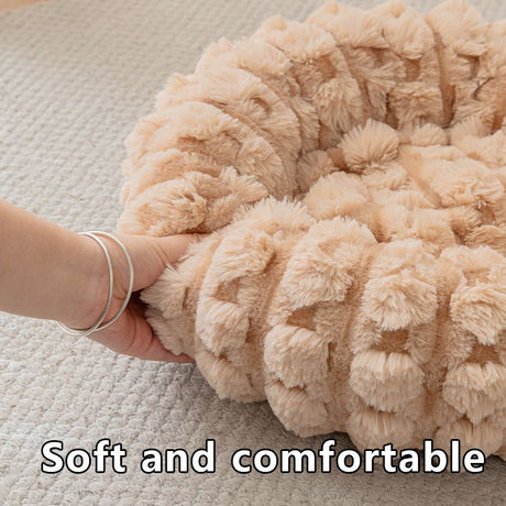Coffee color 50cm with Heart-patterned jacquard Plush Round Pet Bed - Soft Donut Cat Bed, Warm Winter Dog Cushion for Anxiety Relief and Cozy Sleep, Durable Non-Slip Nest for Small to Medium Pets