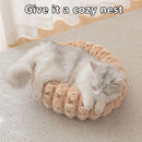 Coffee color 50cm with Heart-patterned jacquard Plush Round Pet Bed - Soft Donut Cat Bed, Warm Winter Dog Cushion for Anxiety Relief and Cozy Sleep, Durable Non-Slip Nest for Small to Medium Pets