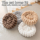 Yellow 40cm with Heart-patterned jacquard Plush Round Pet Bed - Soft Donut Cat Bed, Warm Winter Dog Cushion for Anxiety Relief and Cozy Sleep, Durable Non-Slip Nest for Small to Medium Pets