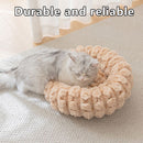 Yellow 50cm with Heart-patterned jacquard Plush Round Pet Bed - Soft Donut Cat Bed, Warm Winter Dog Cushion for Anxiety Relief and Cozy Sleep, Durable Non-Slip Nest for Small to Medium Pets
