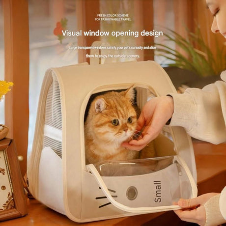 White Breathable Pet Carrier Backpack - Nylon Cat Travel Bag with Large Clear Window, 3-in-1 Carry Design for Cats Under 6kg and Small Dogs