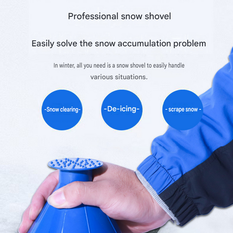 Red Multi-Function Car Windshield Ice Scraper - 4-in-1 Plastic Snow Removal Tool with Funnel Design, Lightweight Portable De-Icer for Winter Driving Safety