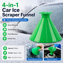 Green Multi-Function Car Windshield Ice Scraper - 4-in-1 Plastic Snow Removal Tool with Funnel Design, Lightweight Portable De-Icer for Winter Driving Safety