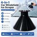 Black Multi-Function Car Windshield Ice Scraper - 4-in-1 Plastic Snow Removal Tool with Funnel Design, Lightweight Portable De-Icer for Winter Driving Safety