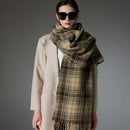 Striped Wool-Blend Beanie & Plaid Fringed Scarf Set — Soft Knit Hat (36 x 26 cm) and Oversized Shawl (200 x 65 cm); A Must-Have for Christmas and Cold Weather