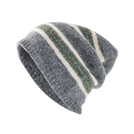 Striped Wool-Blend Beanie & Plaid Fringed Scarf Set — Soft Knit Hat (36 x 26 cm) and Oversized Shawl (200 x 65 cm); A Must-Have for Christmas and Cold Weather