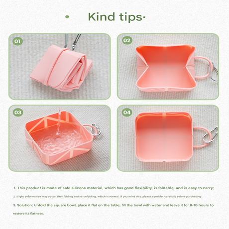 2-Pack Pink Portable Silicone Pet Travel Bowl - Foldable Outdoor Water & Food Dish for Dogs & Cats - Eco-Friendly, Lightweight & Durable with Aluminum Carabiner for Walking, Hiking & Camping