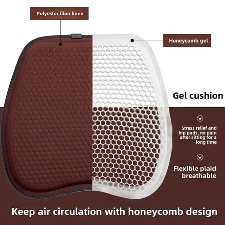 Purple Universal Honeycomb Gel Seat Cushion - Breathable Cooling Pad for Car & Office - Ergonomic Pressure Relief & Non-Slip Design for Long Sitting