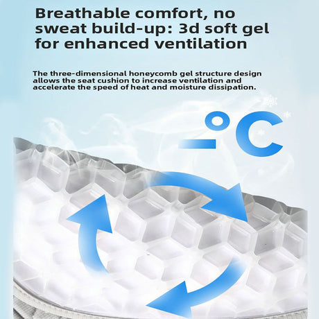 Grey Universal Cooling Gel Seat Cushion - TPR Breathable Honeycomb Pad for Car & Office Chair