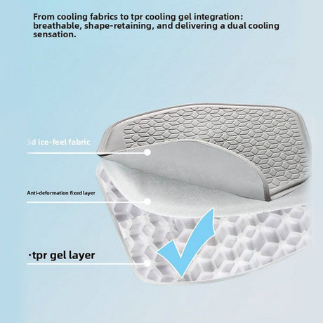 Black Universal Cooling Gel Seat Cushion - TPR Breathable Honeycomb Pad for Car & Office Chair