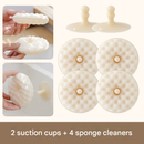2 Suction Cups + 4 Honeycomb Kitchen Sponges Set - Dishwashing Cleaning Scrubbers