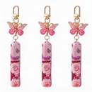 3 Pack Pink 5ml Portable Perfume Atomizer Keychain Butterfly Charm Floral Refillable Travel Spray Bottle Set - Same Design