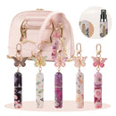 3 Pack Pink 5ml Portable Perfume Atomizer Keychain Butterfly Charm Floral Refillable Travel Spray Bottle Set - Same Design
