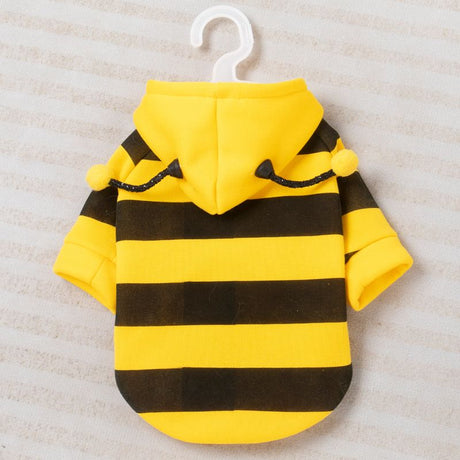 Size M Bee Fleece Hoodie Jumper for Small Dogs & Cats with 5 Hair Clips - Winter Warm Pet Apparel Australia