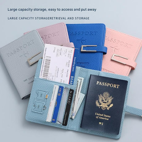Sky Blue Travel Passport Holder and Notebook Gift Set with Luggage Tag & Metal Pen Business Travel Gift Box
