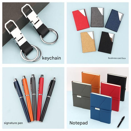 Black Executive A5 Notebook Gift Set with Metal Pen, Business Card Holder and Keychain for Corporate Gifts, Client Appreciation and Office Professionals