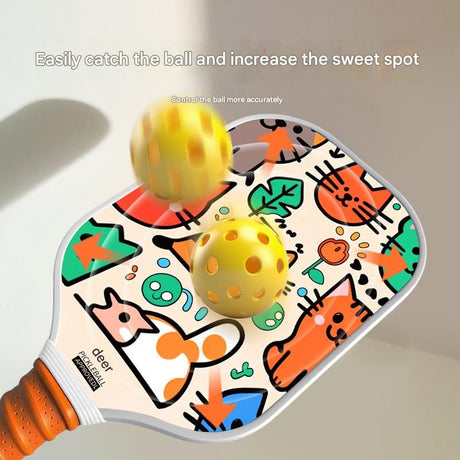 Kids Pickleball Paddle Set with Cooling Towel (Teddy Bear), Cartoon Junior Paddles, Carry Bag and Indoor/Outdoor Balls for Children