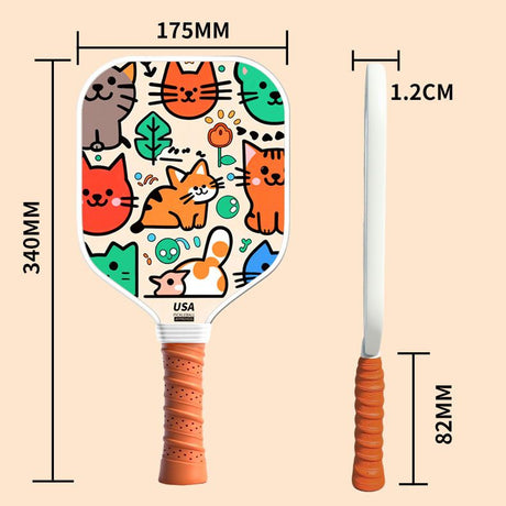 Kids Pickleball Paddle Set with Cooling Towel (Teddy Bear), Cartoon Junior Paddles, Carry Bag and Indoor/Outdoor Balls for Children