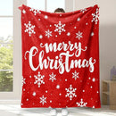 Christmas Flannel Throw Blanket and Santa Curtain Tieback Set, 150x200cm Thick Fleece Sofa Blanket with 2 Plush Santa Velcro Curtain Holders for Holiday Home Decor