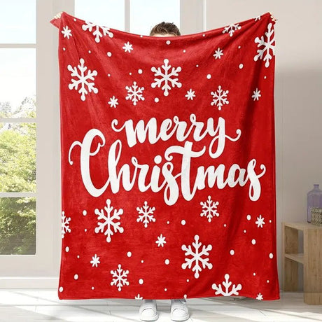 Christmas Flannel Throw Blanket and Snowman Curtain Tieback Set, 150x200cm Thick Fleece Sofa Blanket with 2 Plush Snowman Velcro Curtain Holders for Holiday Home Decor
