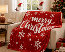 Christmas Flannel Throw Blanket and Santa Curtain Tieback Set, 150*130cm Thick Fleece Sofa Blanket with 2 Plush Santa Velcro Curtain Holders for Holiday Home Decor