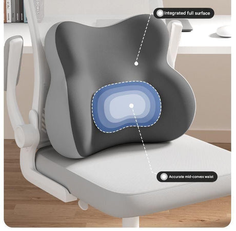 Two-tone Beige-Gray Ergonomic Memory Foam Lumbar Support Cushion for Office Chair, Adjustable Lower Back Pillow with Dual Side Support, Orthopedic Back Rest for Desk Chair, Car Seat and Home Office