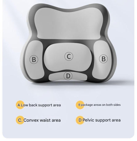 Two-tone Gray Ergonomic Memory Foam Lumbar Support Cushion for Office Chair, Adjustable Lower Back Pillow with Dual Side Support, Orthopedic Back Rest for Desk Chair, Car Seat and Home Office