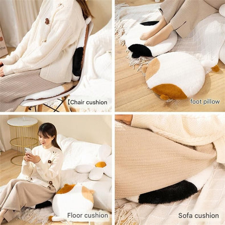 40cm Round Cat-Themed Seat Cushion (Brown Tabby) — Slow-Rebound Memory Foam, Soft Plush, Washable — Ideal for Office Chairs, Bedrooms, Dorms, and Reading Nooks