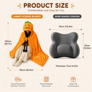 Carrot Hooded Blanket with Grey-green Memory Foam Lumbar Support Pillow, Cozy Wearable Throw Blanket and Ergonomic Back Cushion Set for Office, Home, Study and Relaxation