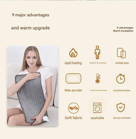 Electric Heating Pad 50*100cm with 9 Heat Levels and 4 Timer Settings, Washable Full Body Heating Mat for Back, Waist, Legs and Shoulders