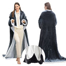 Wearable Electric Heated Blanket with Foot Pocket 127x177cm and Suede Fleece Slippers Set AU 9-10, Winter Warm Home Comfort Bundle