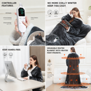 Wearable Electric Heated Blanket with Foot Pocket 127x177cm and Suede Fleece Slippers Set AU 13-14, Winter Warm Home Comfort Bundle