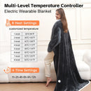 Wearable Electric Heated Blanket with Sleeves and Foot Pocket 127x177cm Smart Temperature Control Throw