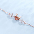 Rose Gold Reindeer Heart Bracelet for Women, Christmas Deer Antler Charm Jewellery, Adjustable Festive Gift Bracelet