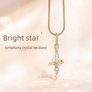 Crystal Star Witch Hat Pendant Necklace for Women, Gold Plated Celestial Charm Choker Jewellery Gift
