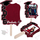 Graduate Photo Frame Fan Prop for Graduation Party (12pcs Burgundy), Personalized 4x6 Inch Photo Holder, Senior Photo Party Decor