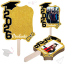 Graduate Photo Frame Fan Prop for Graduation Party (12pcs Burgundy), Personalized 4x6 Inch Photo Holder, Senior Photo Party Decor