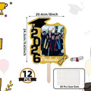 Graduate Photo Frame Fan Prop for Graduation Party (12pcs Burgundy), Personalized 4x6 Inch Photo Holder, Senior Photo Party Decor