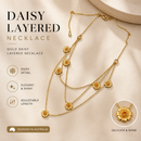 Gold Daisy Layered Necklace for Women Multi Strand Floral Pendant Collarbone Chain Jewellery Elegant Summer Statement Necklace Gift Ready Fashion Accessory