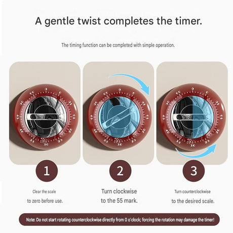 Green 60-Minute Magnetic Mechanical Kitchen Timer Countdown Clock for Cooking, Study, Productivity and Time Management