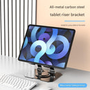 Black Adjustable Aluminium Alloy Tablet Stand with 360° Rotation, Foldable Metal Desk Holder for iPad, Tablets, E-Readers and Smartphones
