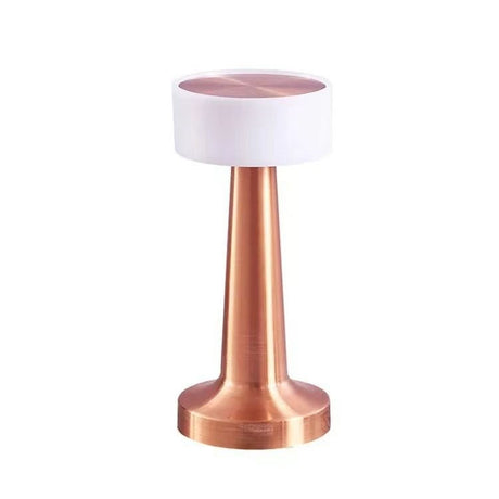 Copper Rechargeable Acrylic Shade UFO Table Lamp Touch Control LED Bedside Night Light, Cordless Ambient Desk Lamp for Bedroom Living Room Camping