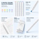Pastel Dual Tip Highlighter Pen Set 5 Colours with Storage Case, Macaron Mildliner Marker Pens for Study Notes Journaling Planning and Office Use