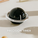 Black Retro Planet Mechanical Kitchen Timer Magnetic Countdown Clock Battery-Free Metal Core Loud Alarm for Cooking Study