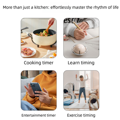 Beige Retro Planet Mechanical Kitchen Timer Magnetic Countdown Clock Battery-Free Metal Core Loud Alarm for Cooking Study