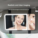White LED Car Sun Visor Makeup Mirror with 5x Magnification & Touch Lighting - Rechargeable Vanity Mirror for Travel & Daily Use