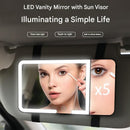 Black LED Car Sun Visor Makeup Mirror with 5x Magnification & Touch Lighting - Rechargeable Vanity Mirror for Travel & Daily Use