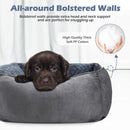 Grey Small & Medium Pet Bed - Washable Rectangle Dog Bed with Bolstered Walls and Anti-Slip Bottom, S (60×45×14cm)